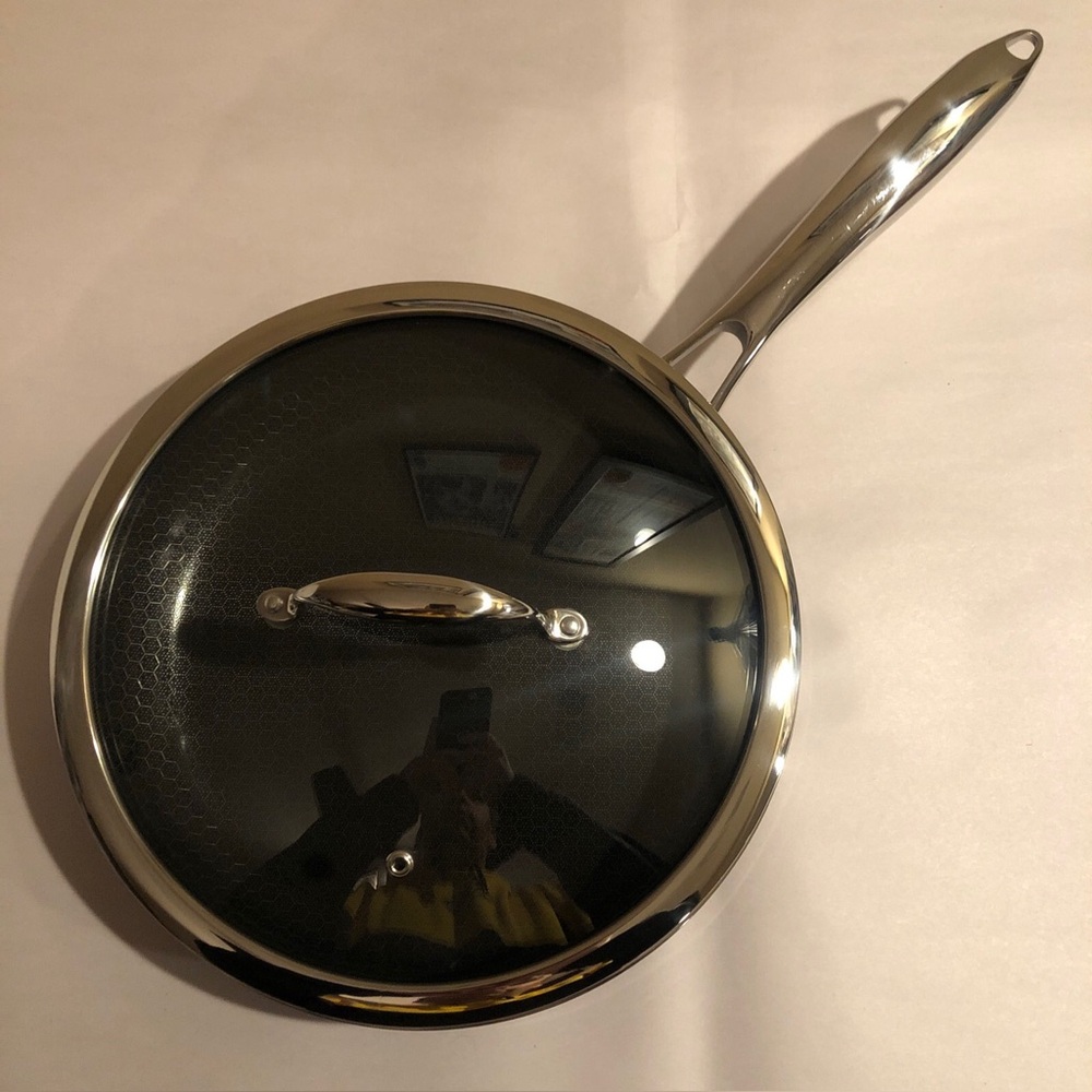 HEXCLAD 10" Frying Pan Hybrid Stainless Steel Non-Stick Fry Pan with Lid
